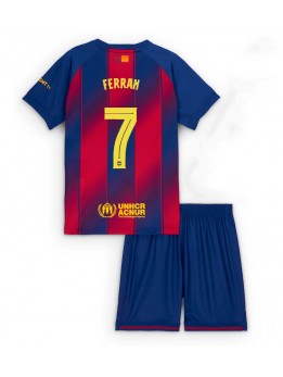 Barcelona Ferran Torres #7 Replika Hemmakläder Barn 2025-26 Kortärmad (+ byxor)